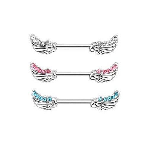 Piercing do bradavky chirurgická ocel křídla tyrkysová