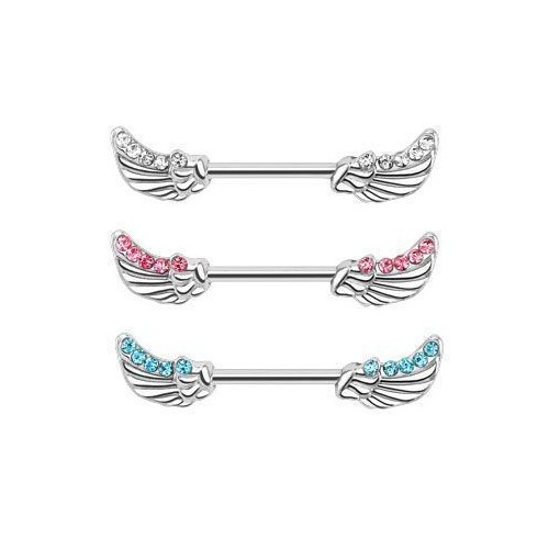 Piercing do bradavky chirurgická ocel křídla čirá