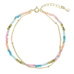 Pozlacený dvojitý náramek s barevnými kameny 13114.3