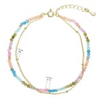 Pozlacený dvojitý náramek s barevnými kameny 13114.3