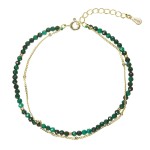 Pozlacený dvojitý náramek s malachity 13114.3