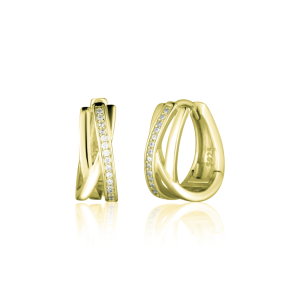 Stříbrné zlacené náušnice kroužky se zirkony