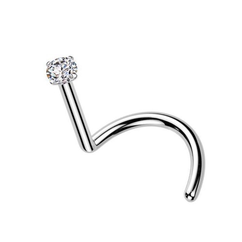 Luxusní piercing do nosu s Moissanit 0.03ct (2mm), TITAN
