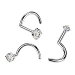 Luxusní piercing do nosu s Moissanit 0.06ct (2,5mm), TITAN