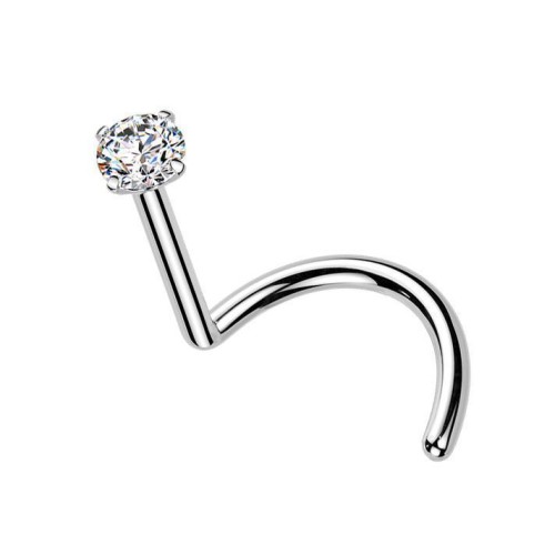 Luxusní piercing do nosu s Moissanit 0.06ct (2,5mm), TITAN