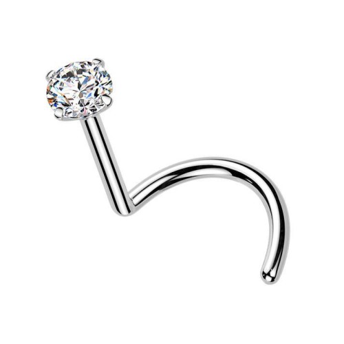 Luxusní piercing do nosu s Moissanit 0.11ct (3mm), TITAN