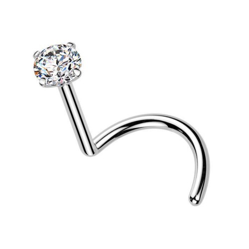 Luxusní piercing do nosu s Moissanit 0.11ct (3mm), TITAN