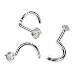 Luxusní piercing do nosu s Moissanit 0.11ct (3mm), TITAN