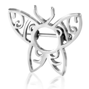 Piercing do bradavky chirurgická ocel motýl