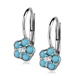 Stříbrné náušnice - kytičky tyrkysové