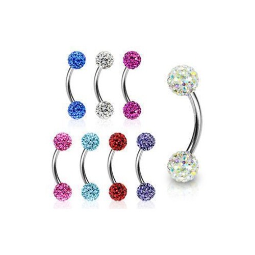 Piercing do obočí chirurgická ocel s krystalky HWESD02 (tyrkysová)