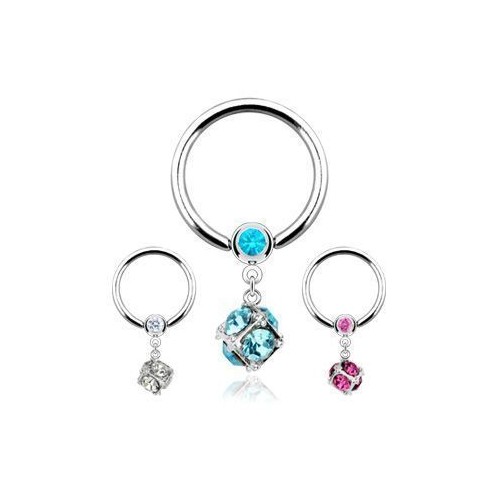 Piercing chirurgická ocel kroužek HWRSQ0436 (tyrkysový)