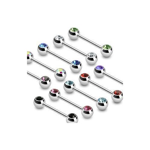 Piercing do bradavky chirurgická ocel s kamínky HWBS32 (čirá)
