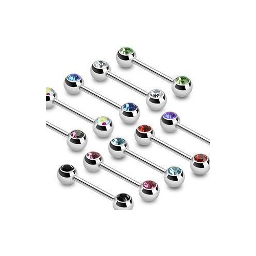 Piercing do bradavky chirurgická ocel s kamínky HWBS32 (světle fialová)