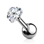 Cartilage piercing do ucha - srdíčko 4mm (růžové zlato, 1,2 x 6 mm)