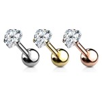 Cartilage piercing do ucha - srdíčko 4mm (růžové zlato, 1,2 x 6 mm)