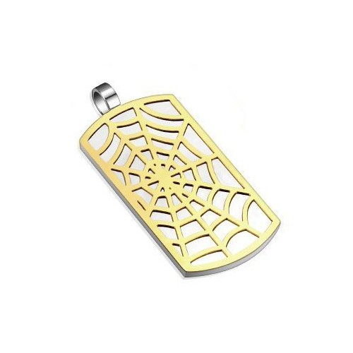 Přívěsek chirurgická ocel známka s pavučinou