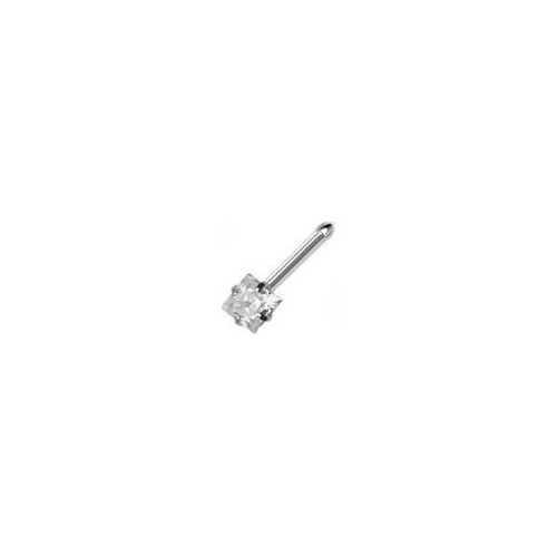 Piercing do nosu - čtvercový kamínek 3 x 3 mm (čirá)