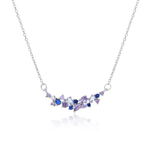 Střibrný náhrdelník s barevnými kameny