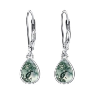 Stříbrné náušnice s mechovými acháty