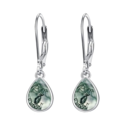 Stříbrné náušnice s mechovými acháty