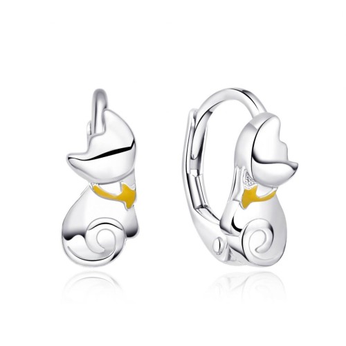 Stříbrné náušnice na klapku kočičky