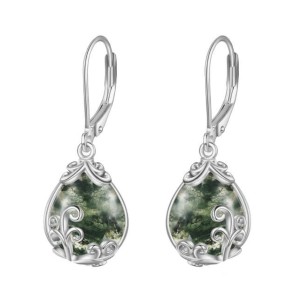 Stříbrné náušnice s mechovými acháty