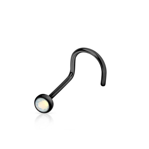 Černý zahnutý piercing do nosu - opalit