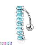 Obrácený piercing do pupíku (růžový)