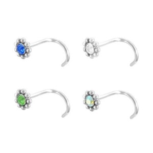 Zahnutý piercing do nosu kytička