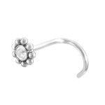 Zahnutý piercing do nosu kytička tyrkysová