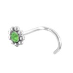 Zahnutý piercing do nosu kytička tyrkysová