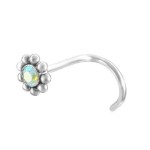 Zahnutý piercing do nosu kytička zelená