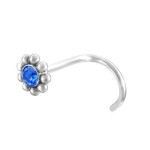 Zahnutý piercing do nosu kytička zelená