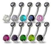 Stříbrný piercing do pupíku - kulatý zirkon 6 mm (čirá)