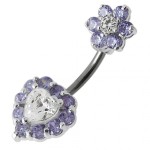 Stříbrný piercing do pupíku (čirá)