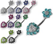 Stříbrný piercing do pupíku (čirá)