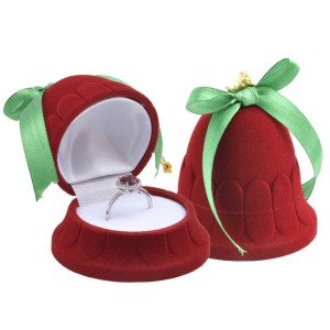 Vánoční dárková krabička na prsten - zvonek červený