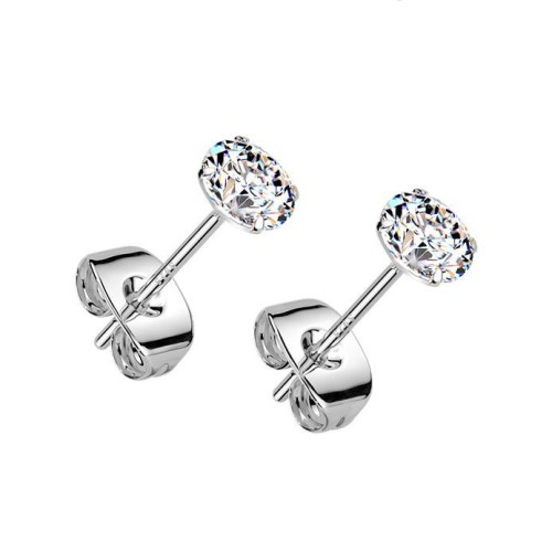 Stříbrné náušnice na puzetu - zirkony 4 mm