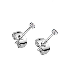 Stříbrné náušnice na puzetu - zirkony 2 mm