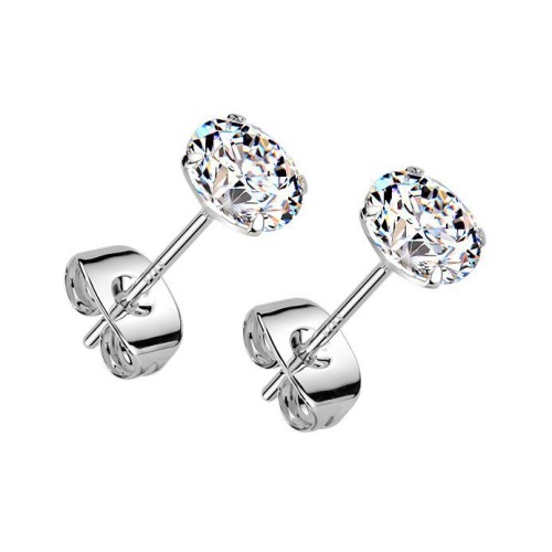 Stříbrné náušnice na puzetu - zirkony 5 mm