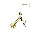 Zlacená labreta / piercing do ucha - had (1,2 x 6 mm)