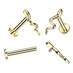 Zlacená labreta / piercing do ucha - had (1,2 x 8 mm)