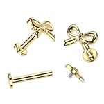 Zlacená Llabreta / piercing do ucha - mašlička (1,2 x 8 mm)