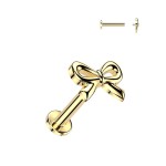 Zlacená Llabreta / piercing do ucha - mašlička (1,2 x 6 mm)