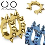 Naušnice klipsny chirurgická ocel s hrotíky (modré)