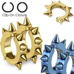 Naušnice klipsny chirurgická ocel s hrotíky (černé)