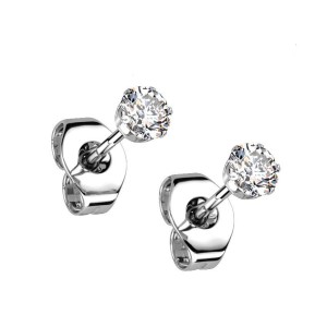 Ocelové náušnice - čiré zirkony 2,5 mm