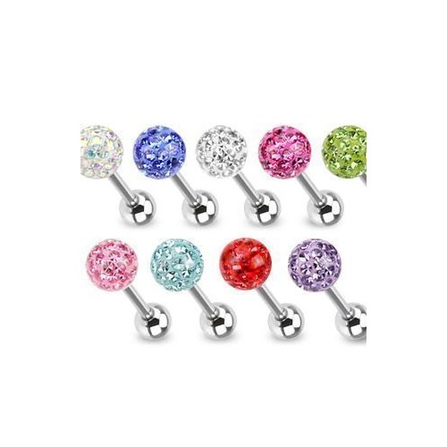 Piercing do jazyku činka se Swarovski krystalky HWBSD1014 (červená)