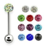 Piercing do jazyku činka se Swarovski krystalky HWBSD1014 (červená)